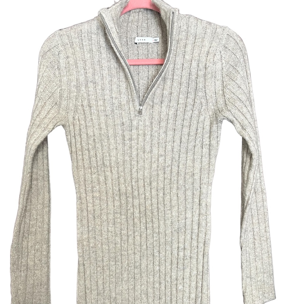 Extra Long and Slim Ribbed Knit Dress
